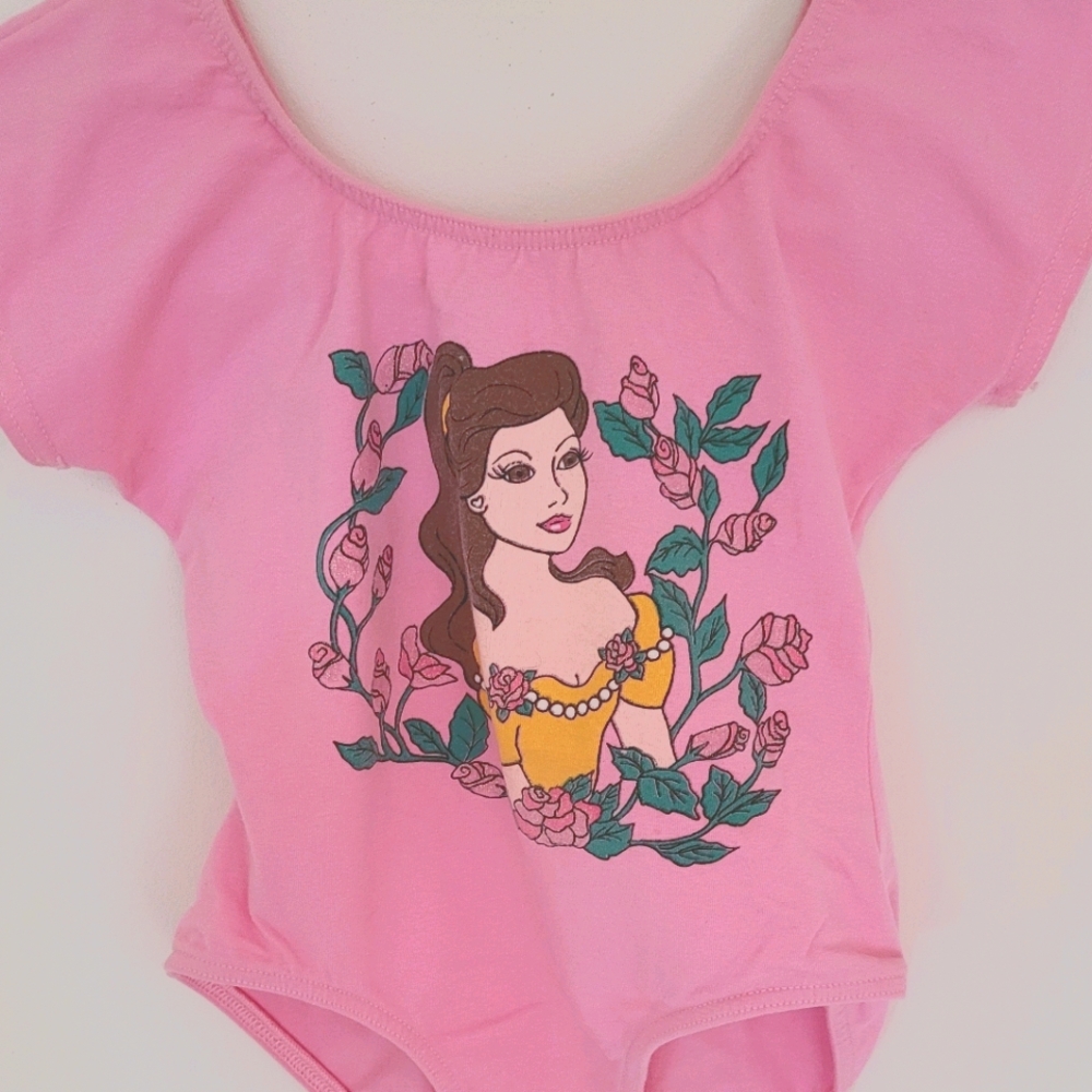 VTG Kids Pink Disney Princess Beauty & The Beast Belle Dance Leotard Sz M (8-10)